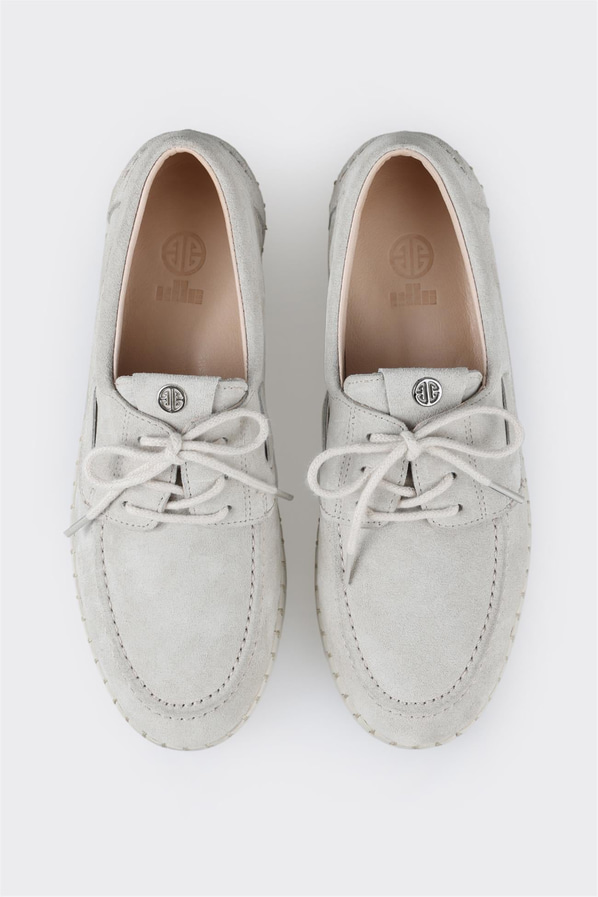 Bej deri ve süet kadın düz ayakkabı, günlük kullanım için - Elle Shoes