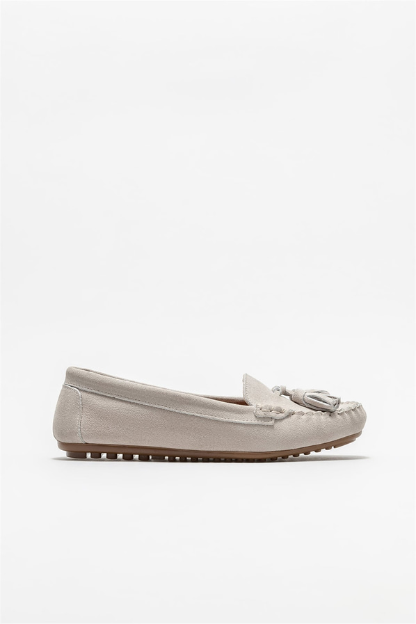 Bej deri kadın günlük ayakkabı, günlük kullanım için - Elle Shoes