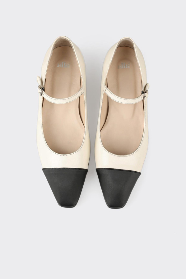 Bej deri kadın babet, günlük kullanım için - Elle Shoes