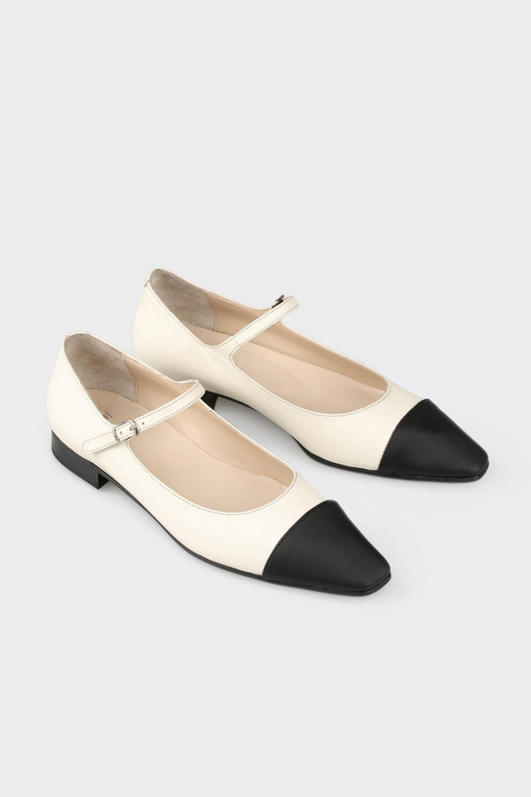 Bej deri kadın babet, günlük kullanım için - Elle Shoes