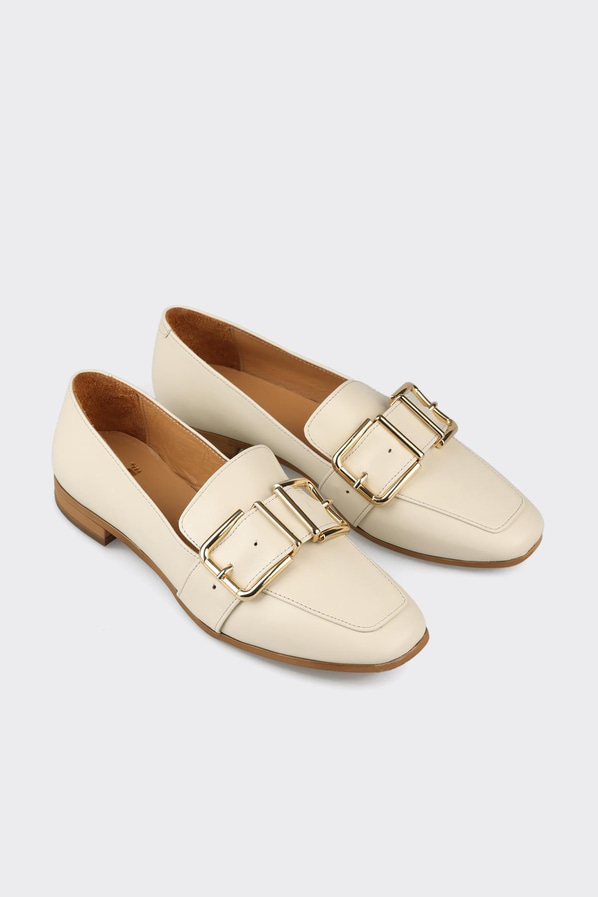 Bej deri kadın loafer, günlük kullanım için - Elle Shoes