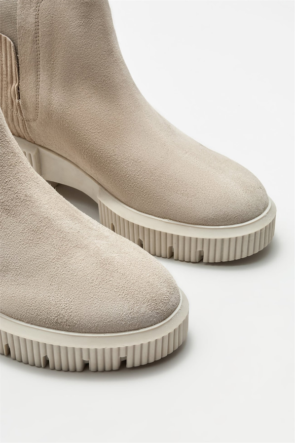 Bej deri kadın bot, günlük kullanım için - Elle Shoes