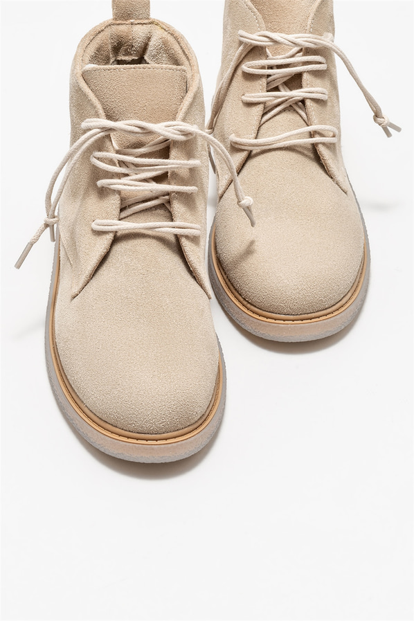Bej deri kadın bot, günlük kullanım için - Elle Shoes