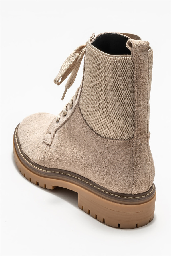Bej deri kadın bot, günlük kullanım için - Elle Shoes