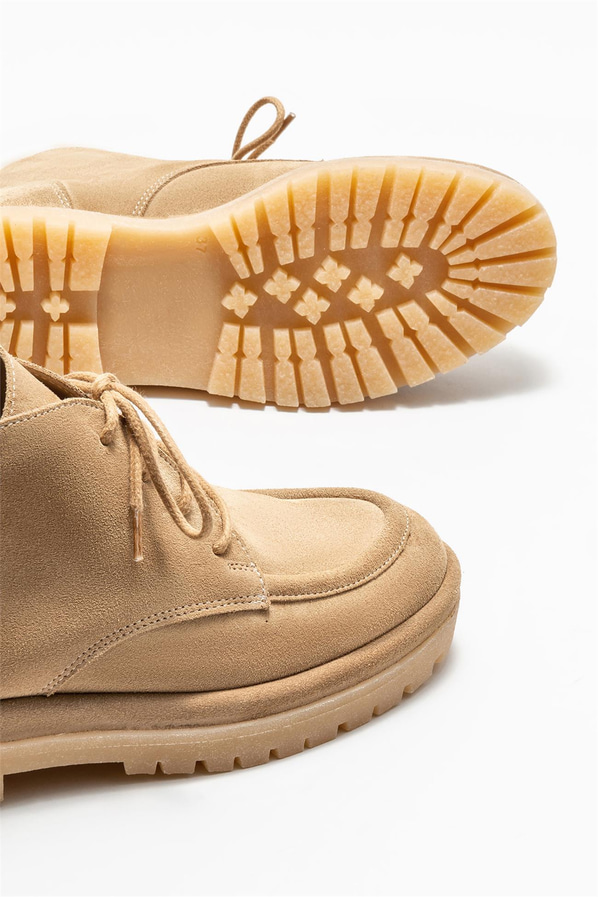 Bej deri kadın bot, günlük kullanım için - Elle Shoes