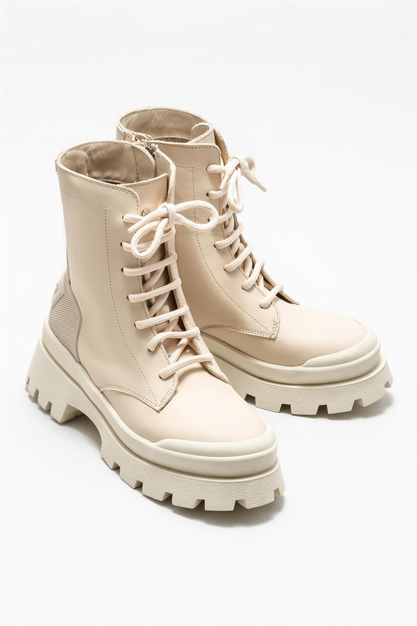 Bej deri kadın günlük bot, günlük kullanım için - Elle Shoes
