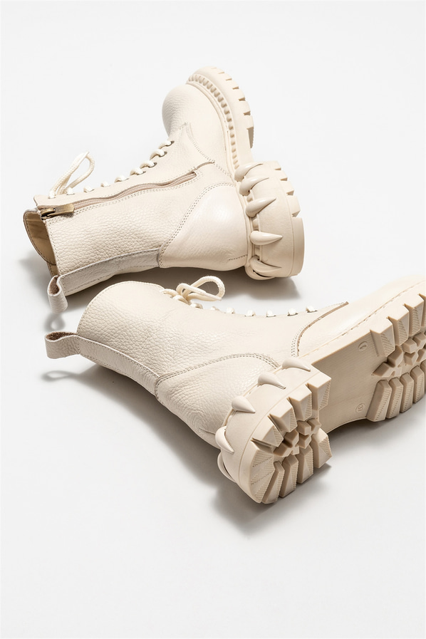 Bej deri kadın günlük bot, günlük kullanım için - Elle Shoes