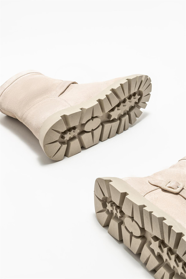Bej deri kadın bot, günlük kullanım için - Elle Shoes