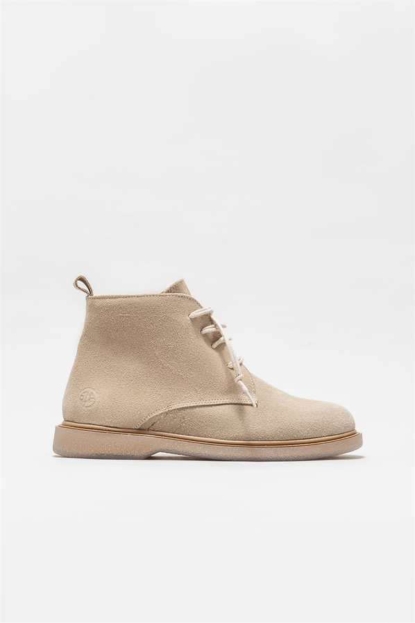 Bej deri kadın bot, günlük kullanım için - Elle Shoes