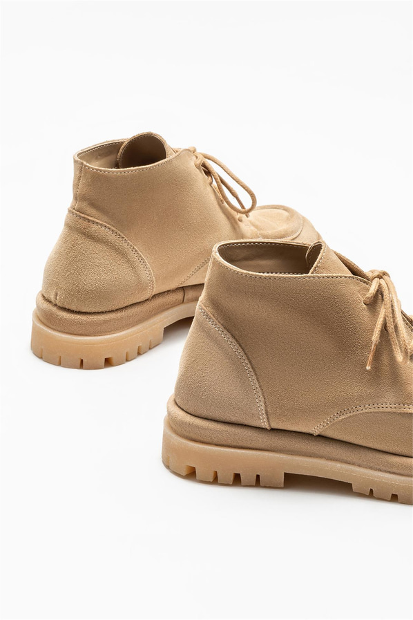 Bej deri kadın bot, günlük kullanım için - Elle Shoes