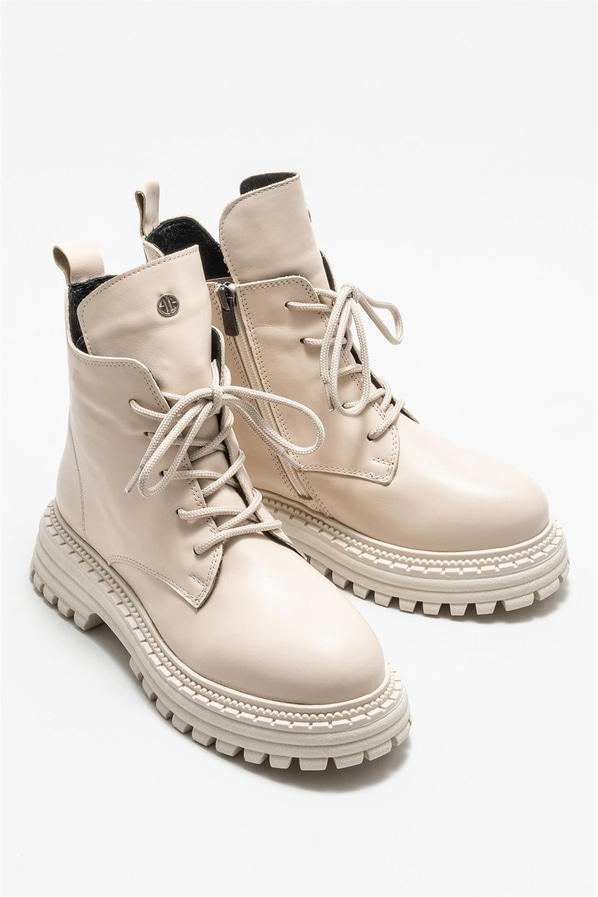 Bej deri kadın günlük bot, günlük kullanım için - Elle Shoes