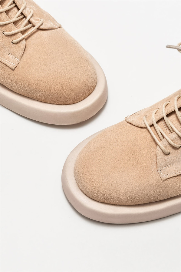 Bej deri kadın bot, günlük kullanım için - Elle Shoes