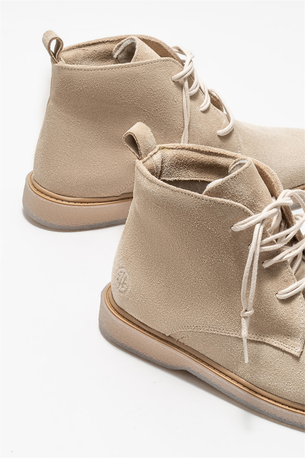 Bej deri kadın bot, günlük kullanım için - Elle Shoes