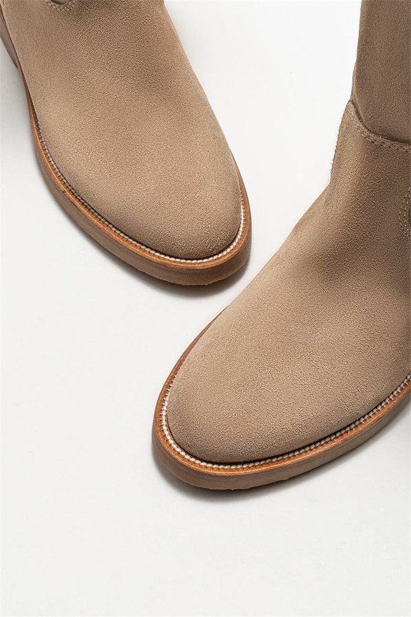 Bej deri kadın bot, günlük kullanım için - Elle Shoes