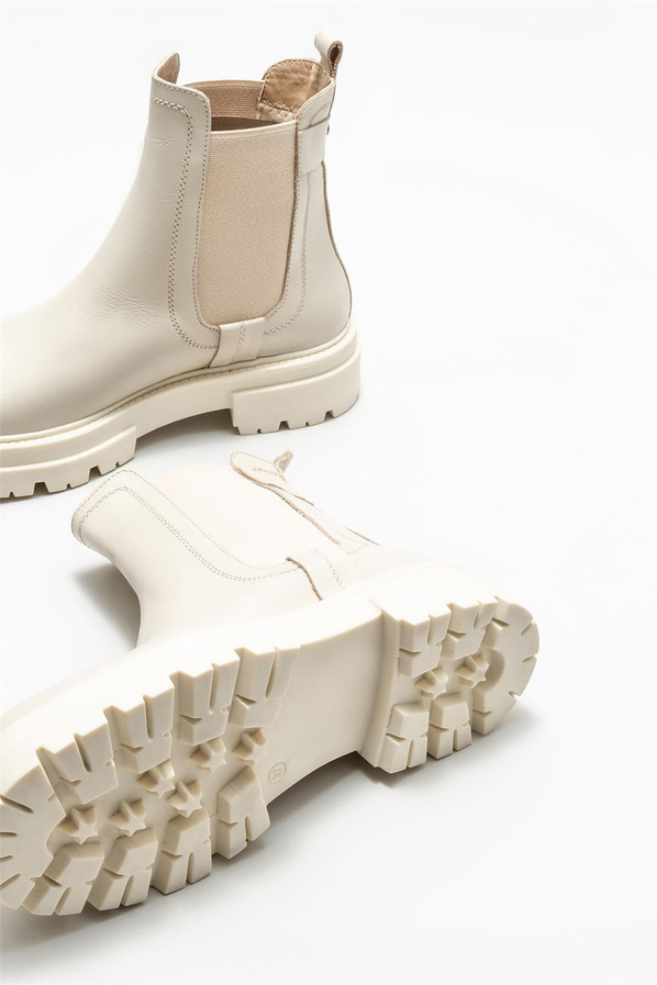 Bej deri kadın chelsea bot, günlük kullanım için - Elle Shoes