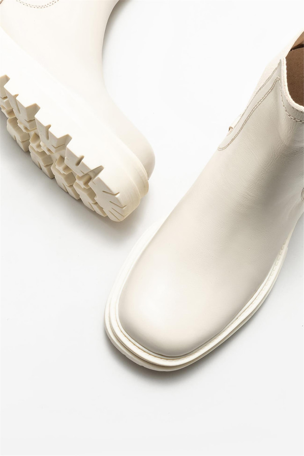 Bej deri kadın chelsea bot, günlük kullanım için - Elle Shoes