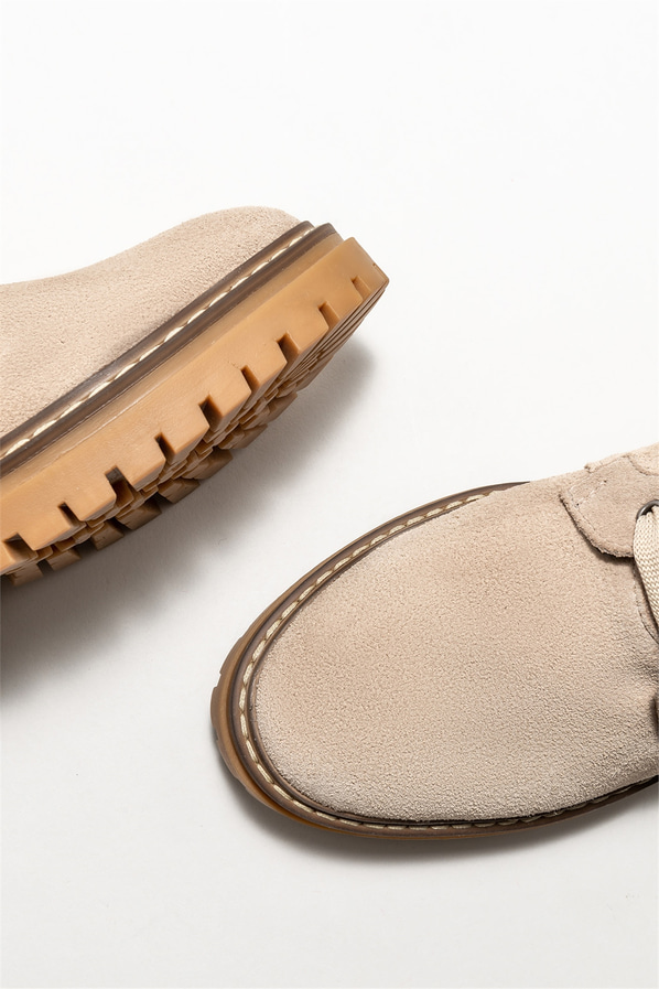 Bej deri kadın bot, günlük kullanım için - Elle Shoes