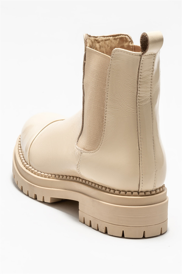 Bej deri kadın bot, günlük kullanım için - Elle Shoes