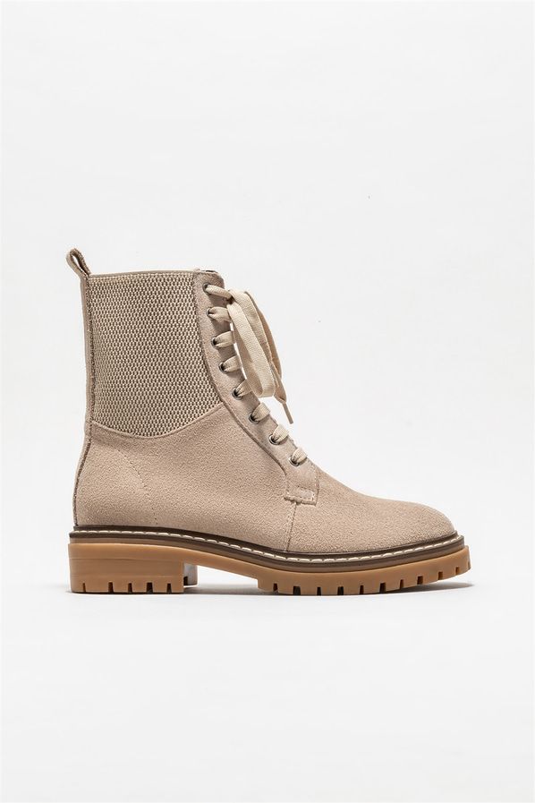 Bej deri kadın bot, günlük kullanım için - Elle Shoes