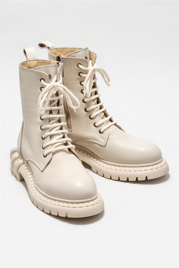 Bej deri kadın günlük bot, günlük kullanım için - Elle Shoes