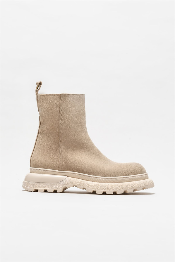 Bej deri kadın bot, günlük kullanım için - Elle Shoes