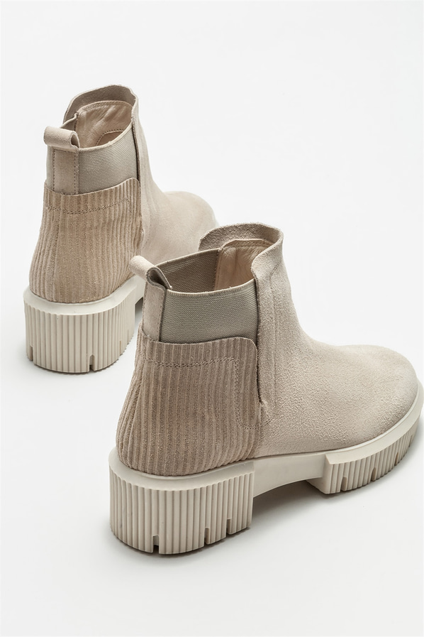 Bej deri kadın bot, günlük kullanım için - Elle Shoes