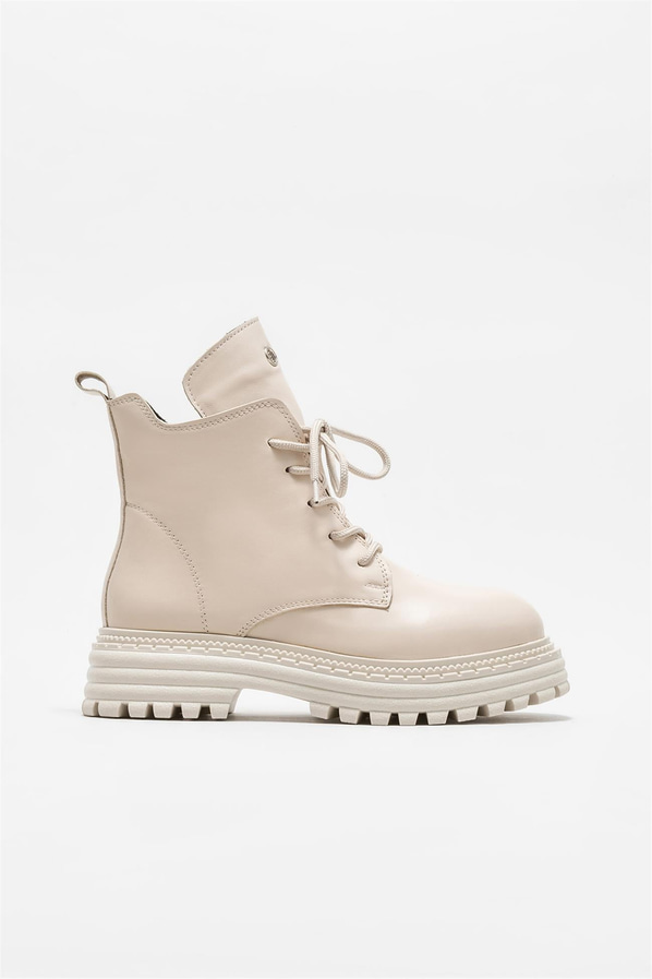 Bej deri kadın günlük bot, günlük kullanım için - Elle Shoes