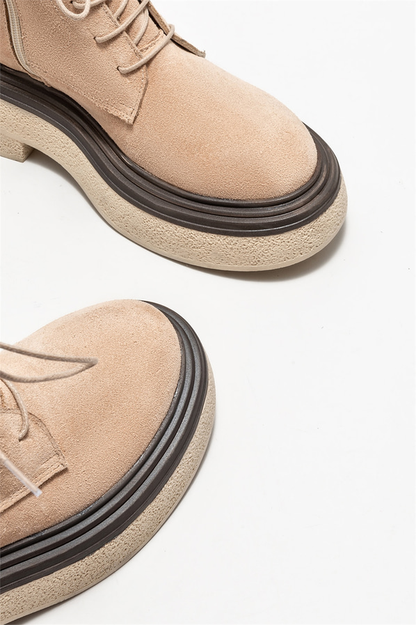 Bej deri kadın bot, günlük kullanım için - Elle Shoes
