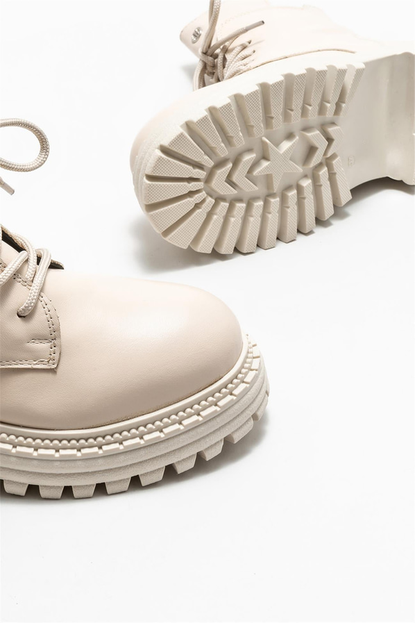 Bej deri kadın günlük bot, günlük kullanım için - Elle Shoes