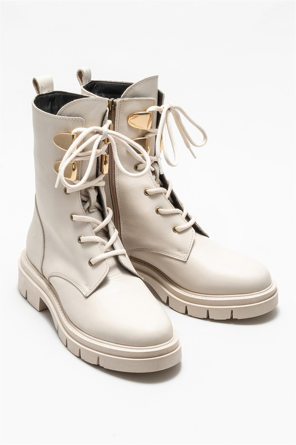 Bej deri kadın günlük bot, günlük kullanım için - Elle Shoes