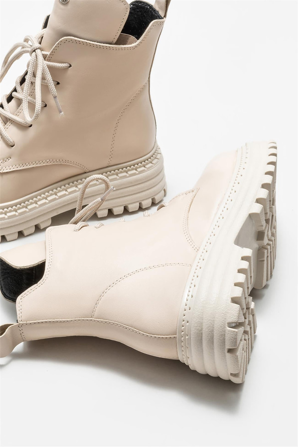 Bej deri kadın günlük bot, günlük kullanım için - Elle Shoes
