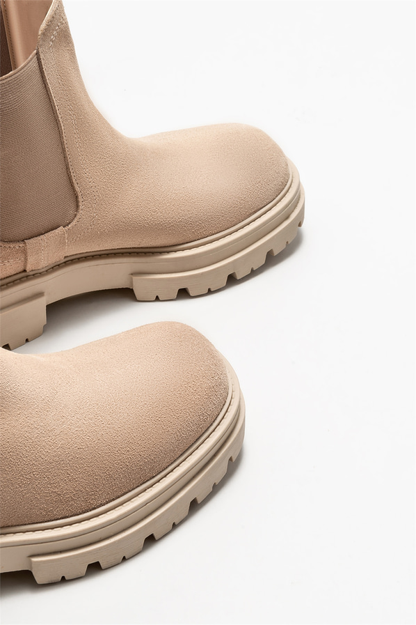 Bej deri kadın bot, günlük kullanım için - Elle Shoes
