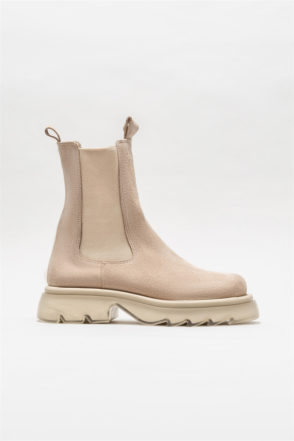 Bej deri kadın bot, günlük kullanım için - Elle Shoes