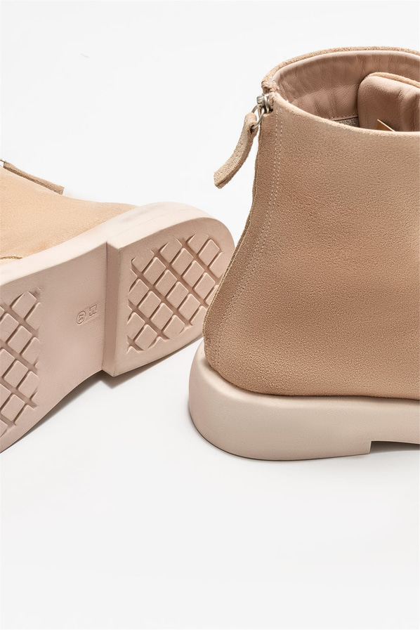 Bej deri kadın bot, günlük kullanım için - Elle Shoes