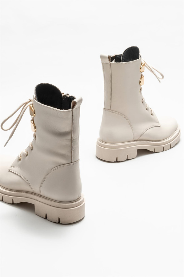 Bej deri kadın günlük bot, günlük kullanım için - Elle Shoes