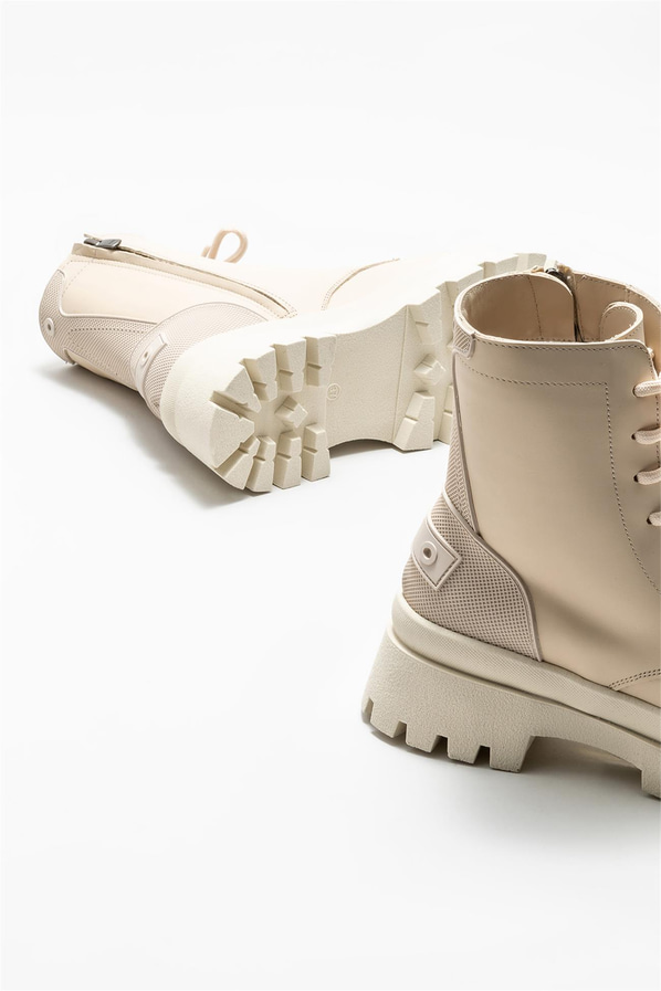 Bej deri kadın günlük bot, günlük kullanım için - Elle Shoes
