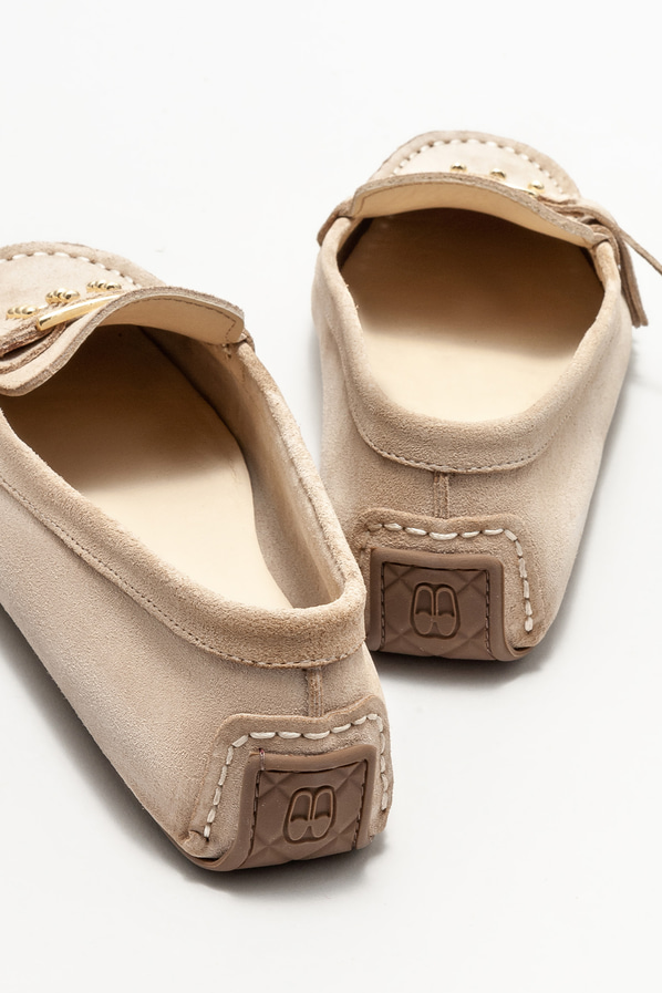 Bej deri kadın loafer, günlük kullanım için - Elle Shoes