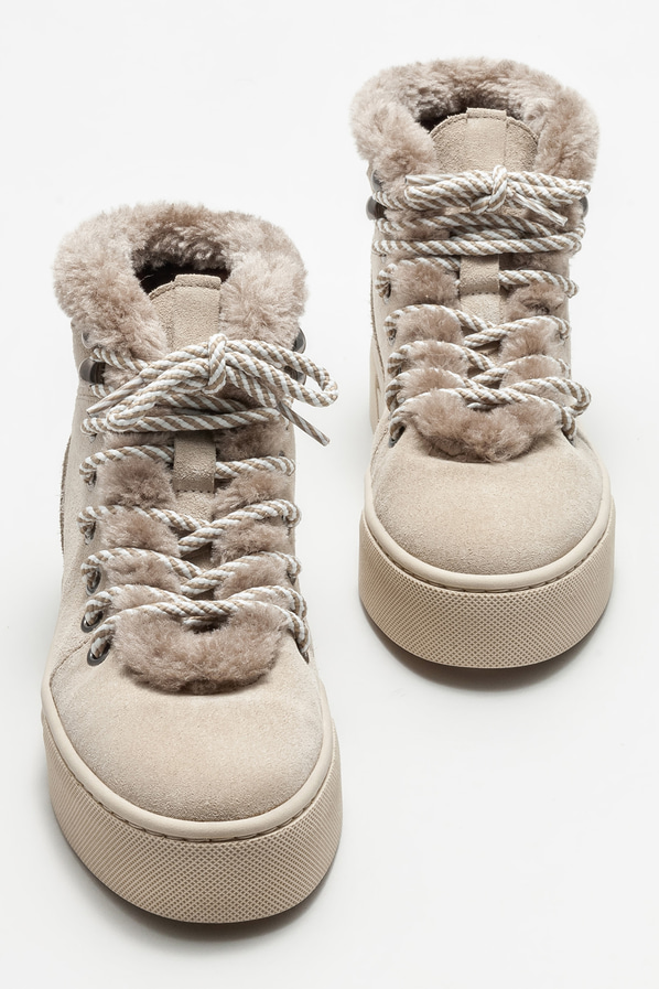 Bej deri kadın bot, günlük kullanım için - Elle Shoes