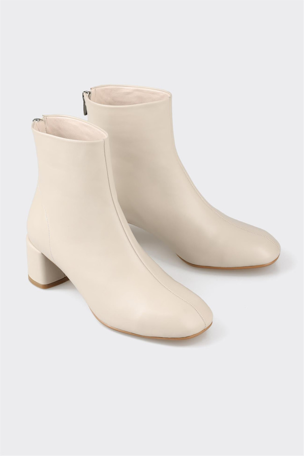 Bej deri kadın bot, klasik stil için - Elle Shoes