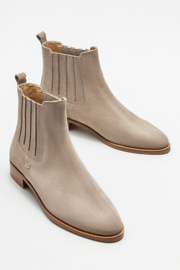 Bej deri kadın bot, klasik stil için - Elle Shoes