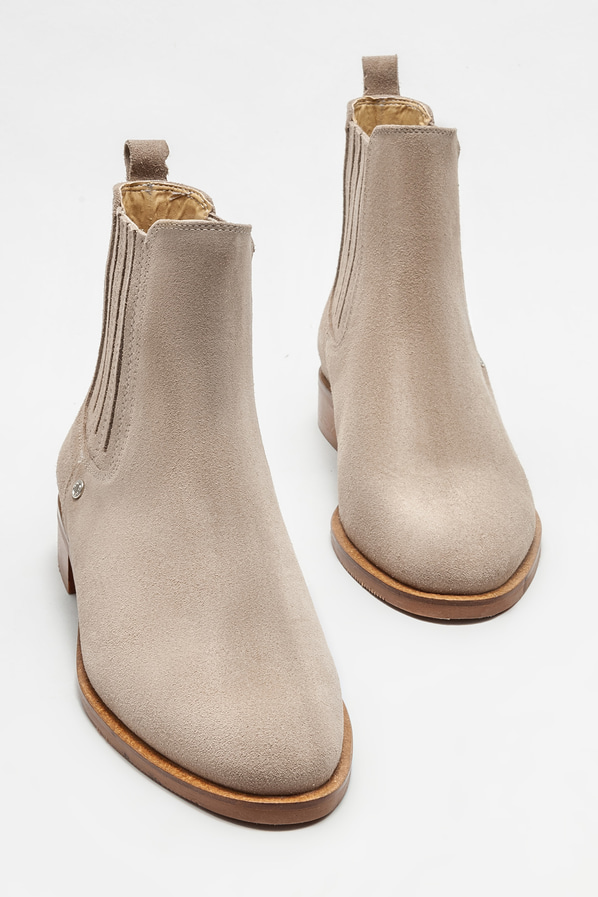 Bej deri kadın bot, klasik stil için - Elle Shoes
