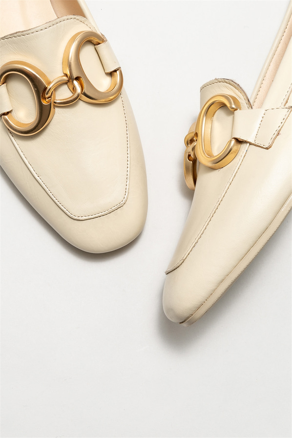 Bej deri kadın loafer - Elle Shoes