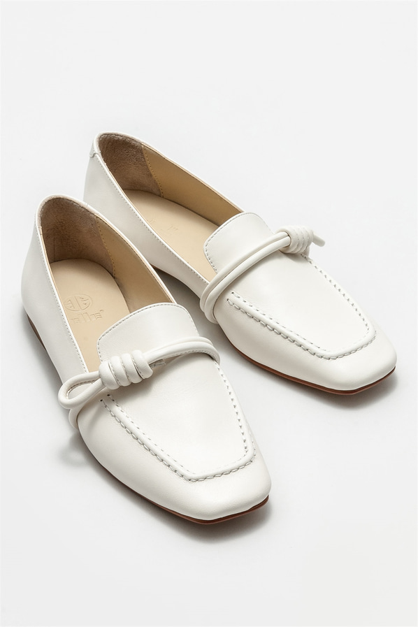Bej Deri Kadın Loafer