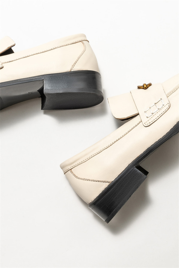 Bej deri kadın loafer - Elle Shoes