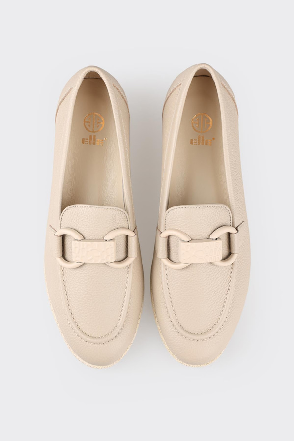 Bej deri kadın loafer - Elle Shoes