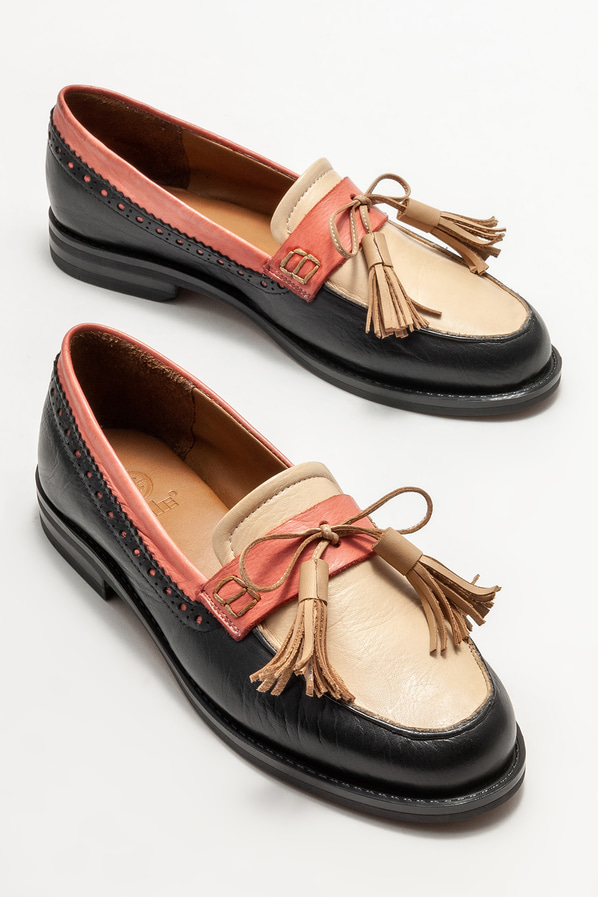 Bej deri kadın loafer - Elle Shoes