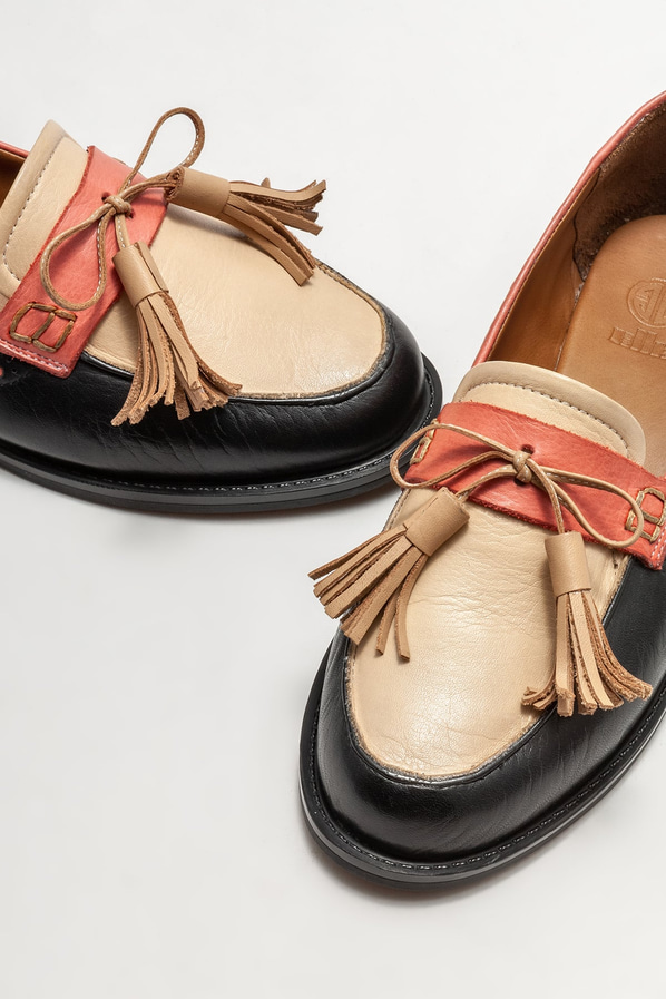 Bej deri kadın loafer - Elle Shoes