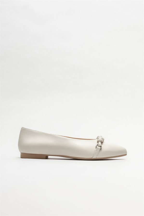 Bej Deri Kadın Loafer