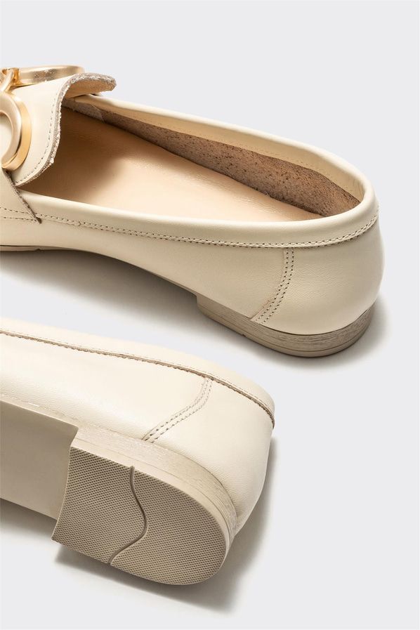 Bej deri kadın loafer - Elle Shoes
