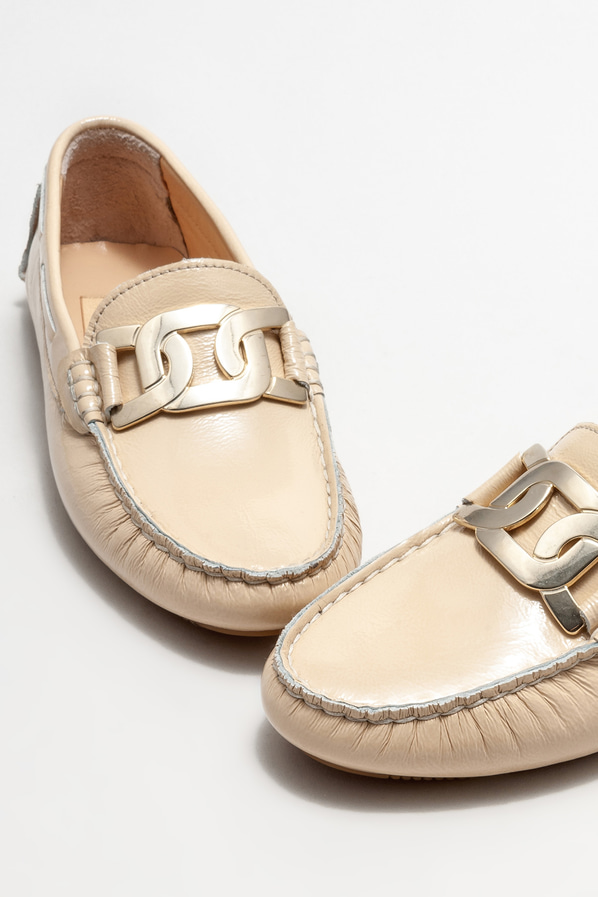 Bej Deri Kadın Loafer